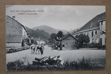 Ansichtskarte AK Lubine Vogesen 1915 Straße Häuser Ochsen Bauer Bauernhöfe Dorf Ortsansicht Frankreich France 88 Vosges